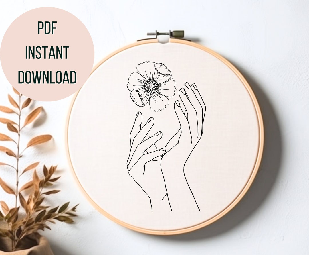 Modern Floral Embroidery Pattern Realistic Flower Hand Embroidery PDF ...