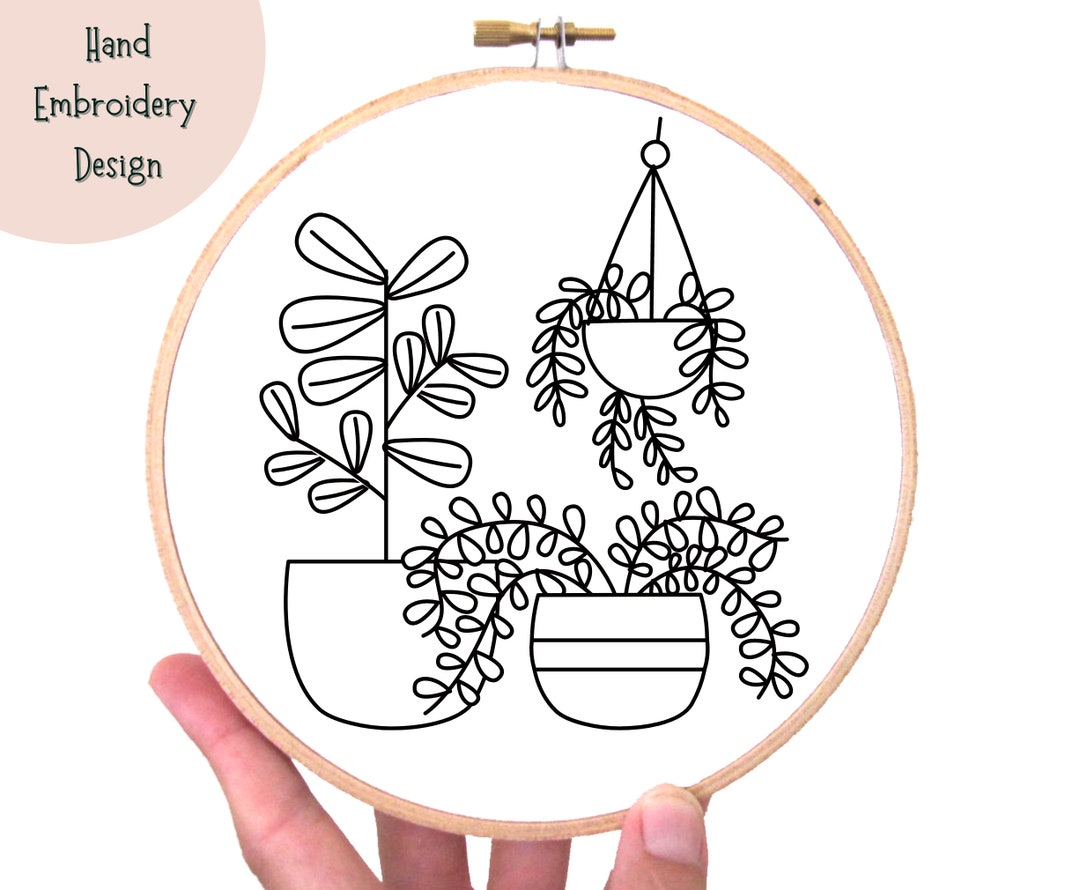 Boho Plants Hand Embroidery - Modern Botanical PDF Downloadable Pattern ...