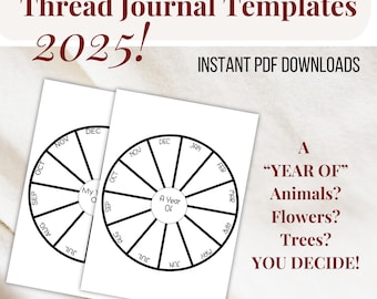Thread Journal Templates - 10 Embroidery Calendar Templates - 365 Days Of Stitching -Monthly Embroidery Calendar - A Year Of Stitching 2025