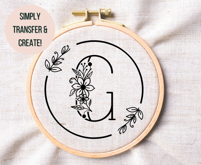 Letter G Hand Embroidery Monogram Letter G Hand Embroidery - Etsy
