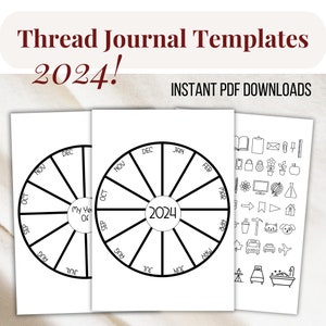 Thread Journal Templates - 10 Embroidery Calendar Templates - 365 Days Of Stitching -Monthly Embroidery Calendar - A Year Of Stitching