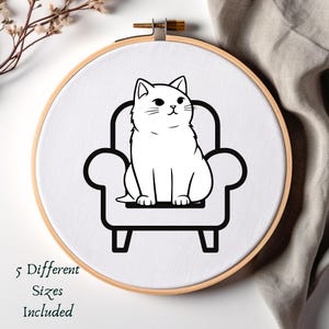 Cute Cat Hand Embroidery PDF Printable Cozy Home Hand Embroidery Pattern Cat Lover Embroidery Gift Idea Cat Hoop Art Download Pattern