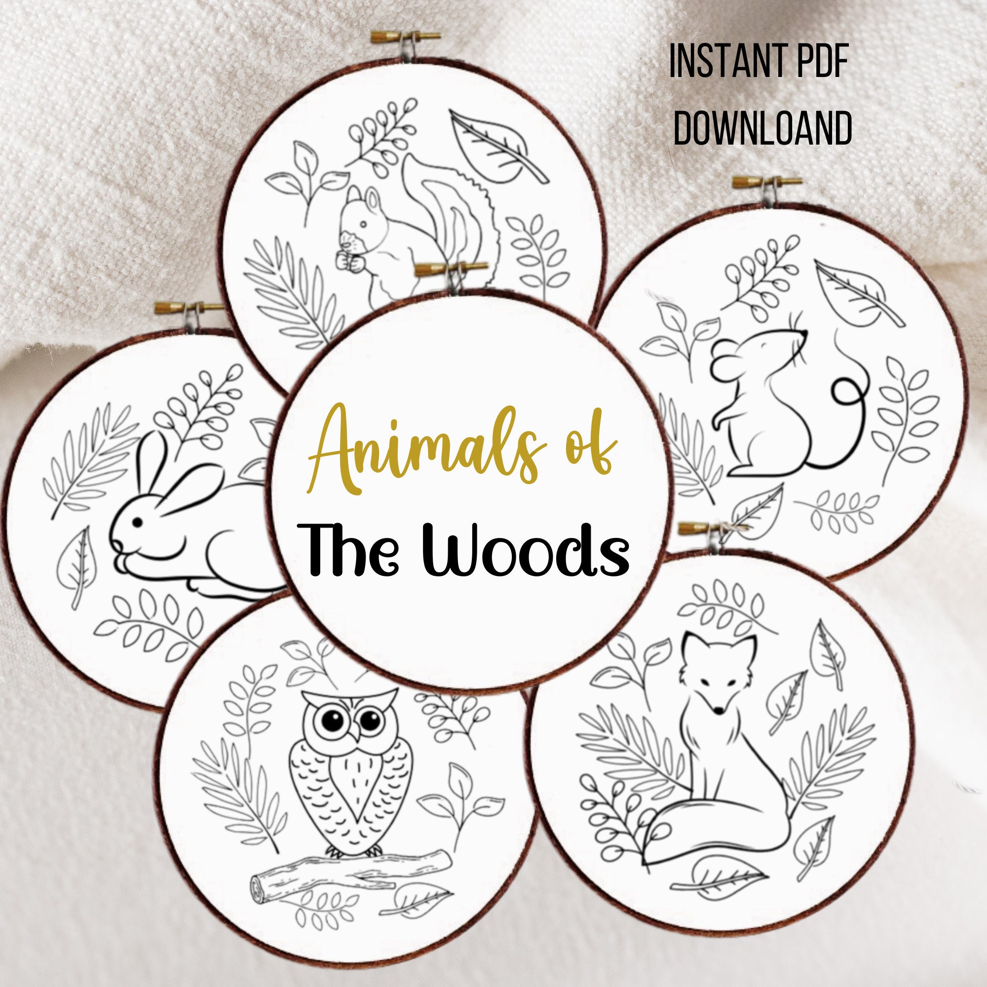 Woodland Animals Hand Embroidery Pattern Bundle - Set of Animal ...