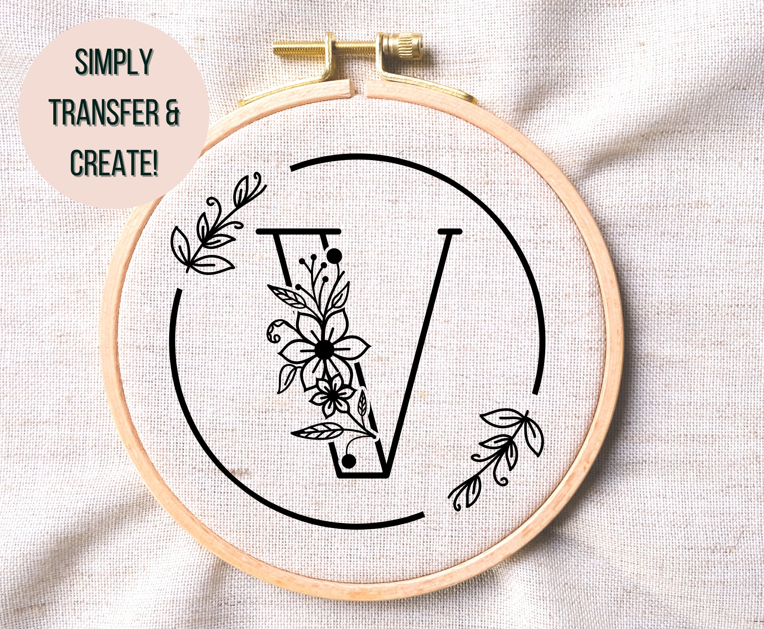 Letter V Hand Embroidery Monogram - Letter V Hand Embroidery Letter ...
