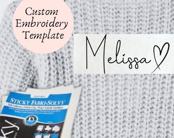 Custom Name Hand Embroidery Sweater Pattern Printable Name PDF Pattern Sweater Stick N Stitch Jumper Embroidery PDF Download DIY Gift