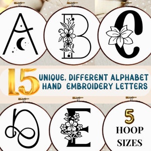 Paquete de patrones de letras para bordar a mano - Alfabetos para bordar a mano - Paquete de patrones de monogramas - Patrones de iniciales para bordar - Alfabeto completo