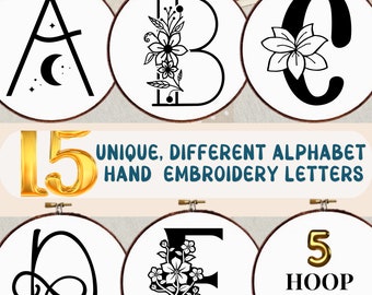 Hand Embroidery Letter Pattern Bundle - Hand Embroidery Alphabets - Monogram Pattern Bundle - Embroidery Initial Patterns - Full Alphabet