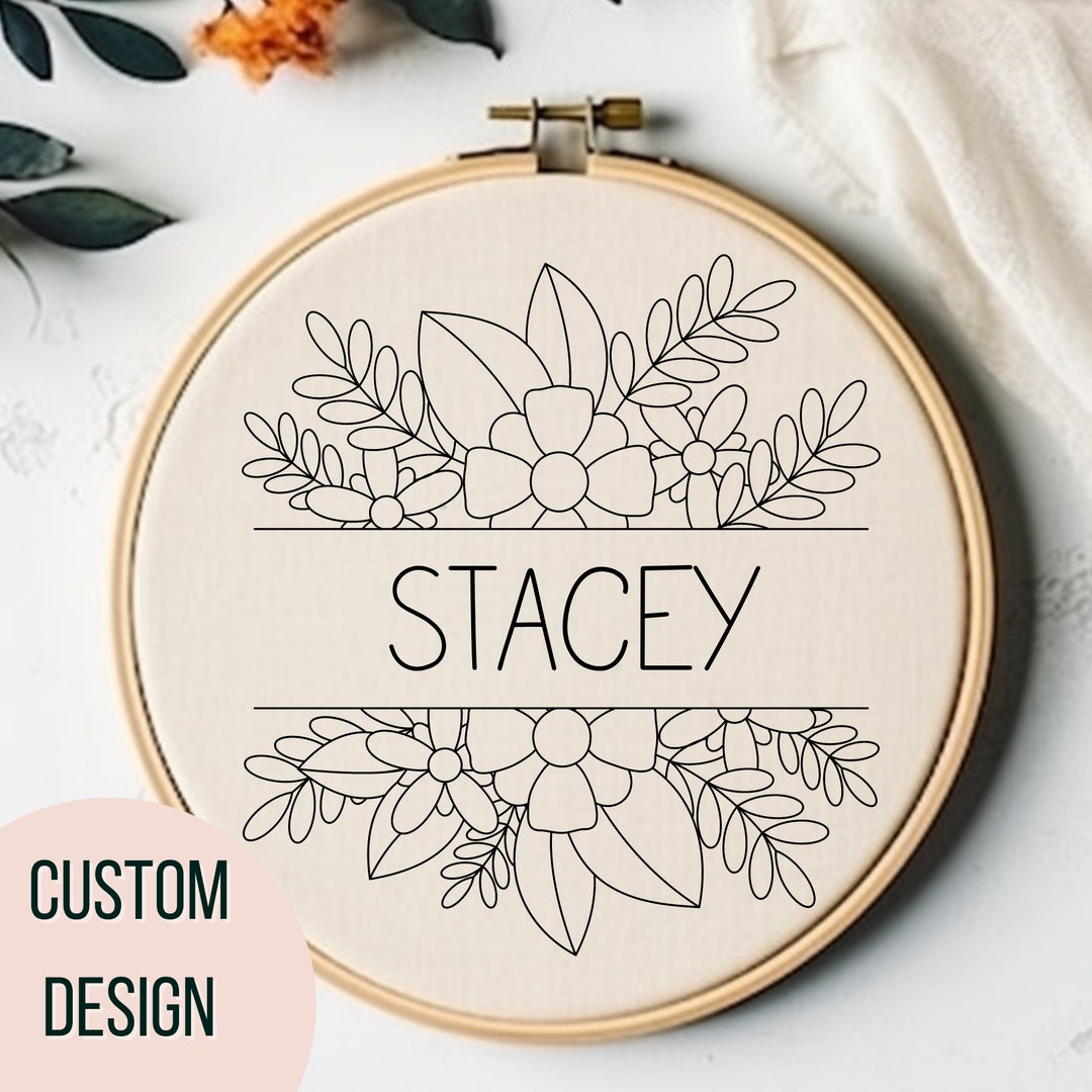 Custom Hand Embroidery Pattern Personalized Floral Hand Embroidery PDF
