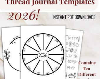 Thread Journal Templates - 10 Embroidery Calendar Templates - 365 Days Of Stitching -Monthly Embroidery Calendar - A Year Of Stitching 2026