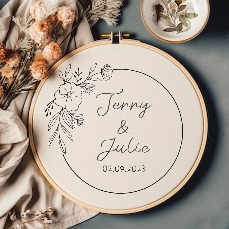 Custom Wedding Names Hand Embroidery Pattern - Personalized Wedding ...