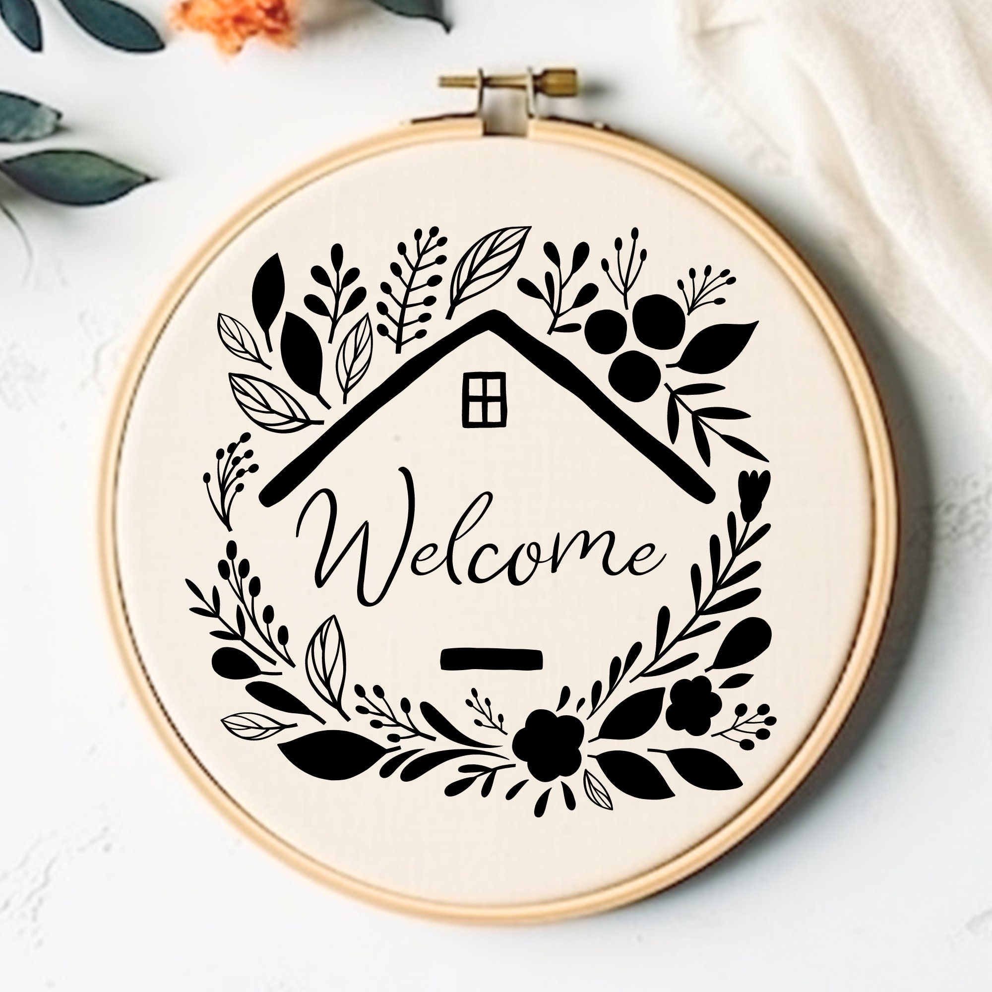 Welcome Pattern Hand Embroidery House Welcome Pattern Printable Embroidery Pattern ...