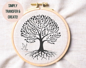 Tree Of Life Hand Embroidery Pattern - Tree Hand Embroidery Design - Tree of Life Hoop Art Design - Modern Nature Embroidery PDF - Spiritual