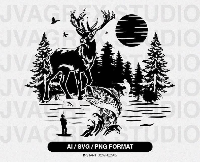 Deer Hunter SVG Deer Scene Svg Hunting Svg Outdoor Hunting - Etsy Canada
