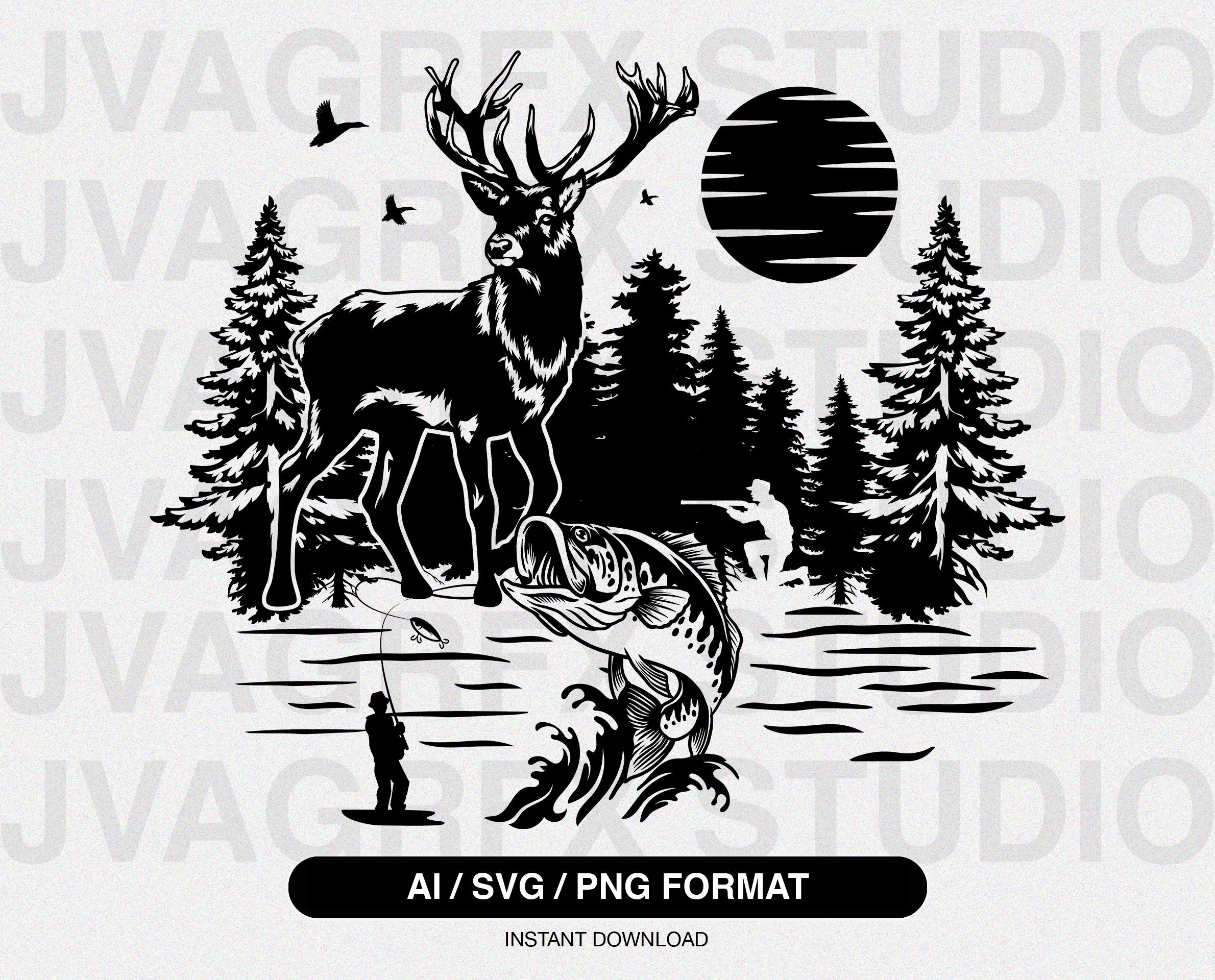 Buy Deer Hunter SVG Deer Scene Svg Hunting Svg Outdoor Hunting Online ...