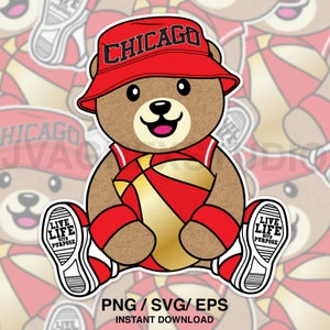 Basketball SVG, cute png design, sticker SVG instant download, Chicago SVG, Printable, Cricut & Silhouette, png design, teddy bear svg files
