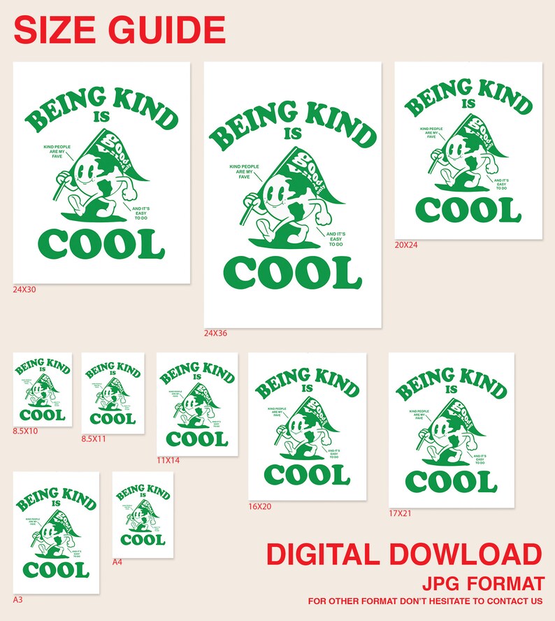 Be Kind Printable Art Retro Art Print Downloadable Prints | Etsy