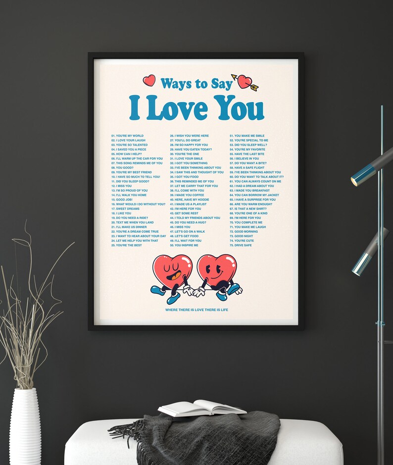 I Love You Wall Print Digital Download Print Retro Wall Etsy