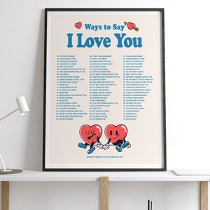 I love you Wall Print, Digital Download Print, retro Wall Decor, Downloadable Prints, retro quote wall print, Large Printable Art,