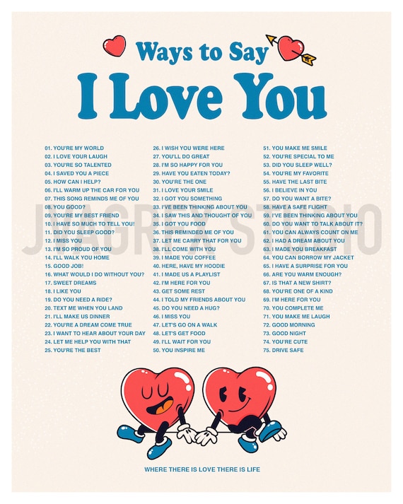 Ways to Say I Love You Wall Print Digital Download Print - Etsy