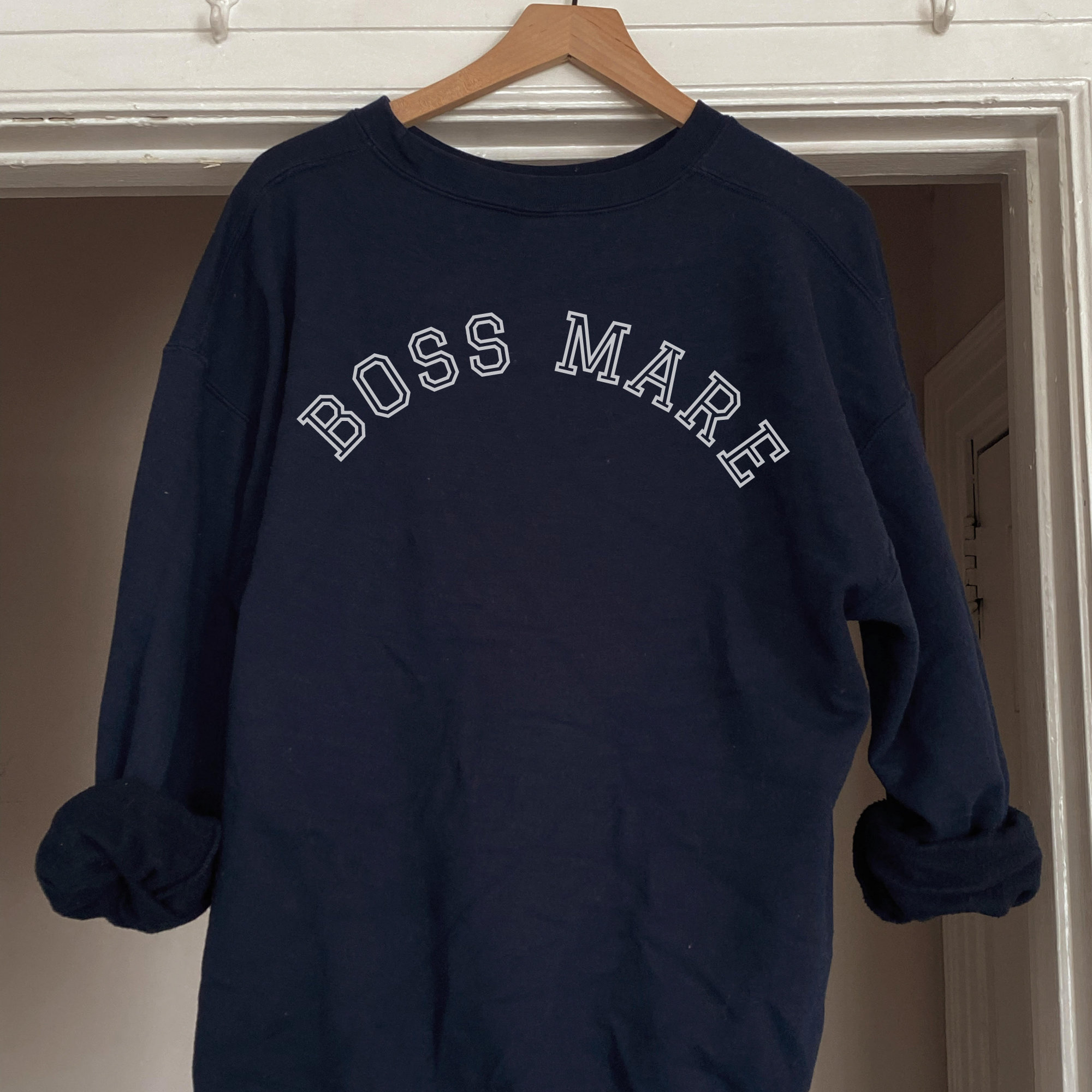 Boss Mare Vintage Collegiate Style Equestrian Sweatshirt Great