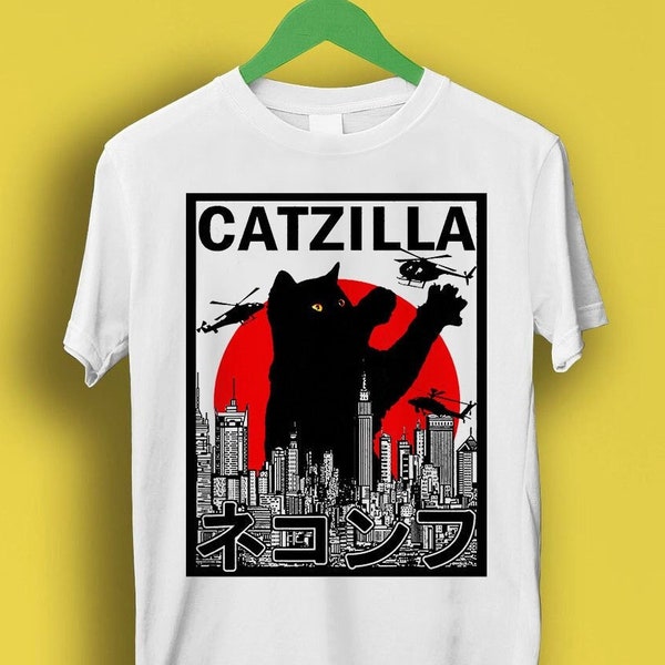 Catzilla King Of Pawster Paws Cat Kitten Pet Lover Meme Regalo Estilo divertido Unisex Gamer Cult Movie Music Tee T Shirt P3522