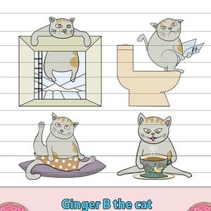 16 süße und lustige Katzen Cliparts, png und jpeg Dateien, instant download, Geburtstagsparty, Tier Illustration