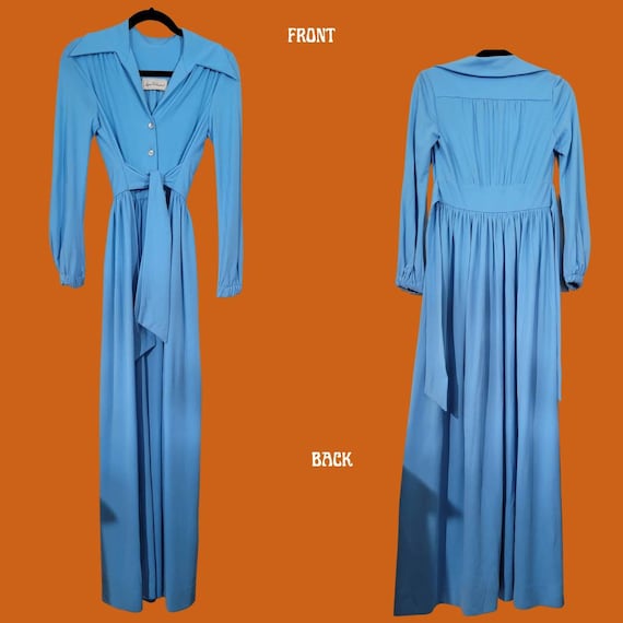 Vintage 1970's Baby Blue Maxi Dress Ayres Unlimit… - image 1