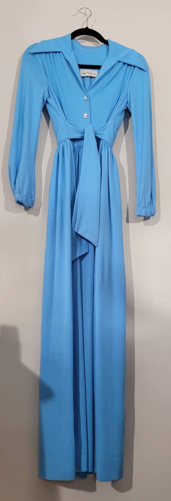 Vintage 1970's Baby Blue Maxi Dress Ayres Unlimit… - image 5