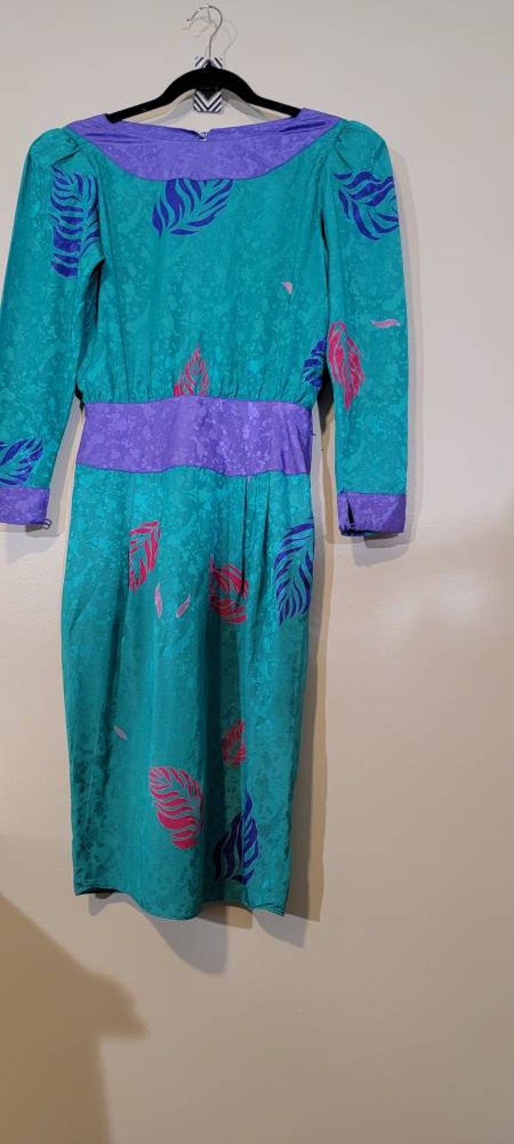 Vintage 80s/90s Flora Kung Silk Image vibrant eme… - image 6