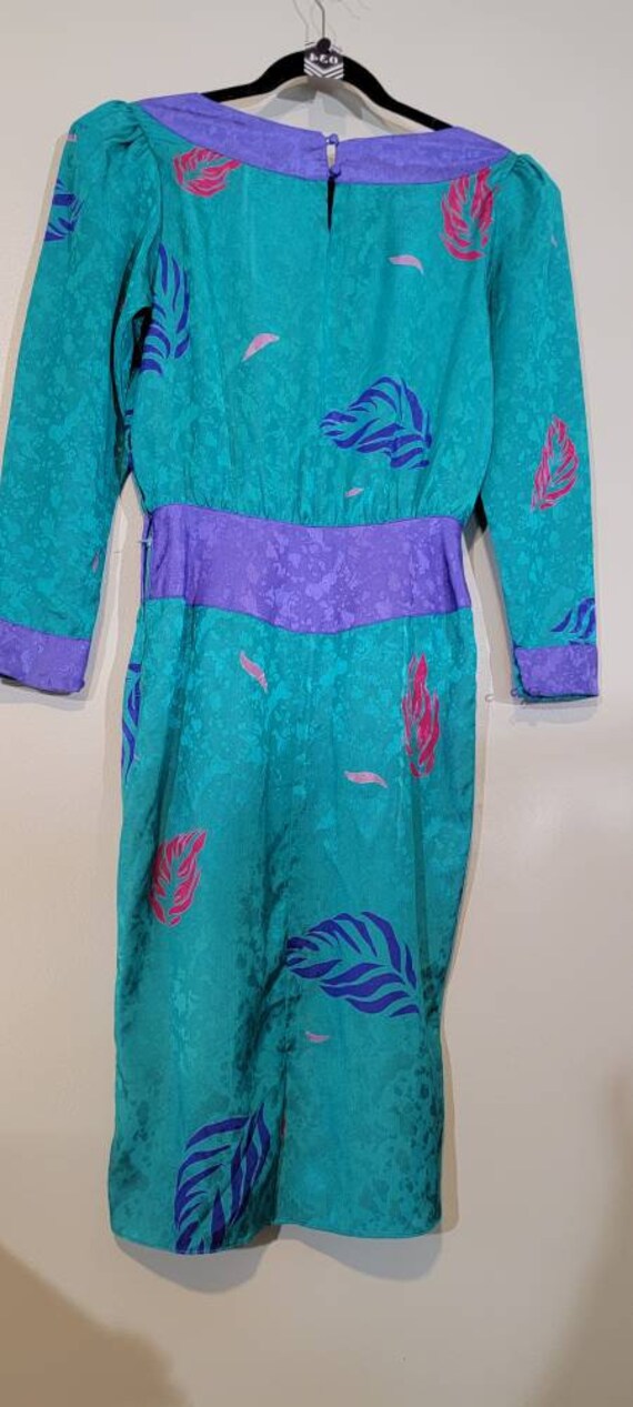 Vintage 80s/90s Flora Kung Silk Image vibrant eme… - image 3