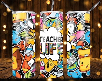 Teachers 20 Oz Tumblers Designs PNG Bundle Sublimation Design 20oz full wrap - PNG Sublimation tumblers