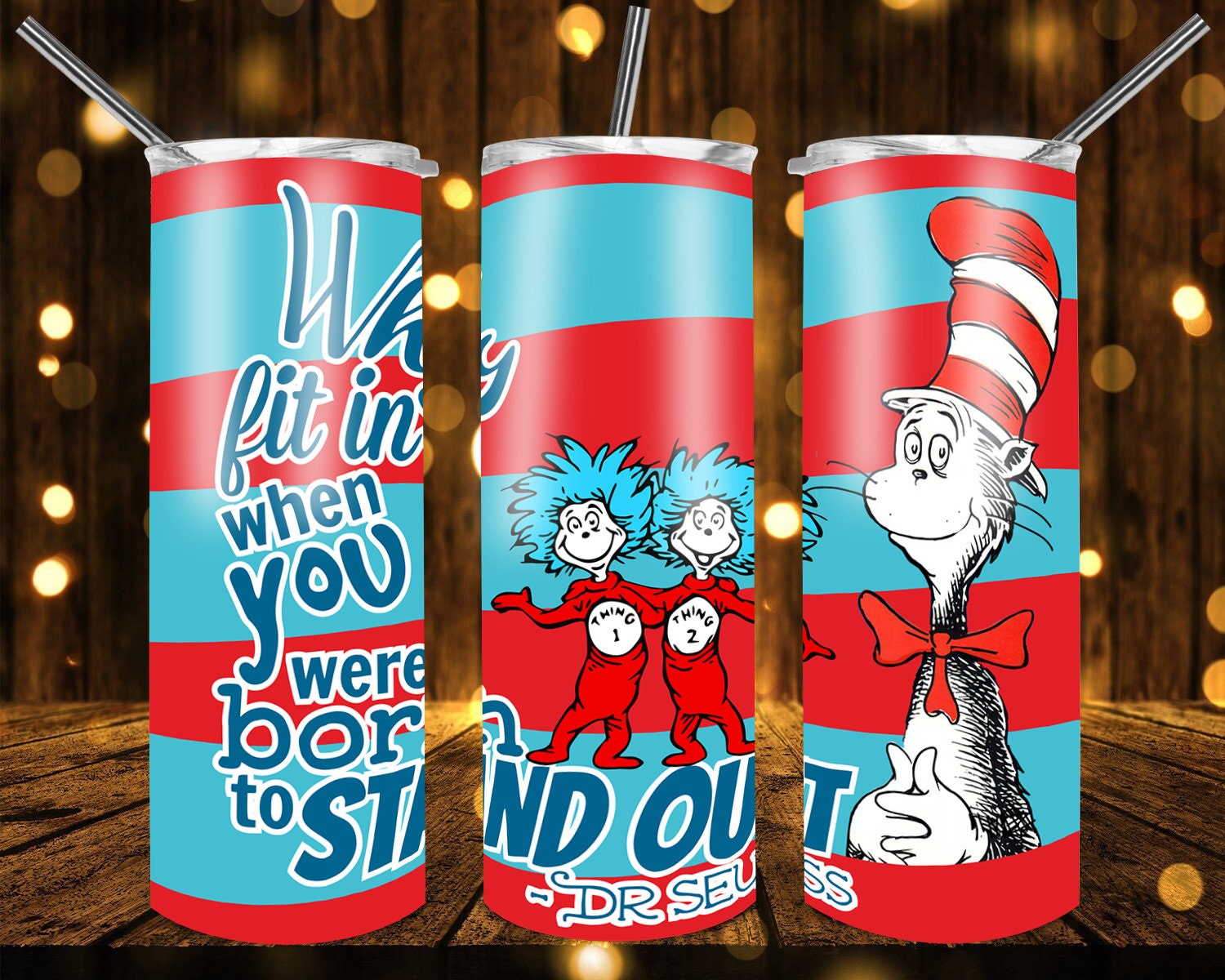 6 oz. Mini Dr. Seuss™ The Cat in the Hat™ Reusable BPA-Free Plastic Cups  with Lids & Straws - 12 Ct.