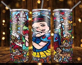 Mosaic Cartoon Princess Designs 20 Oz Tumblers Full Wrap Sublimation tumblers