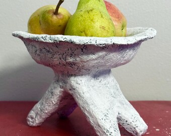 Handmade Paper Mache Decorative Bowl: Rustic Chalice Decor