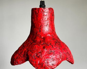 Handmade small paper mache pendant light, floral inspired, sculptural lighting