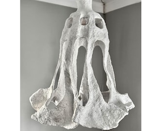 Handmade paper mache large pendant light, floral inspired, sculptural lighting