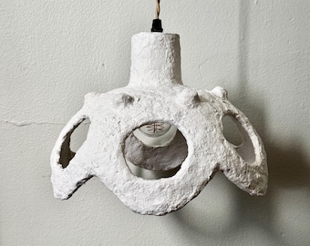 Handmade paper mache pendant light, floral inspired, sculptural lighting