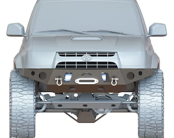 May include: A gray SUV with a black front bumper and a roof rack. The vehicle has large tires and a silver Toyota emblem on the front grille.
