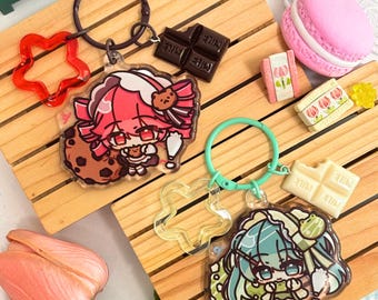 Miku + Teto Cookie Keychains | Vocaloid Crystal Cut Keychain