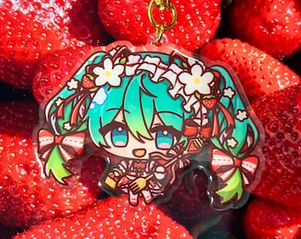 Erdbeere Miku Epoxy Schlüsselanhänger | Hatsune Miku 15th Jubiläum Fan Merch