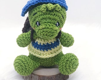 PDF crochet pattern for turtle Percy, German, Amigurumi