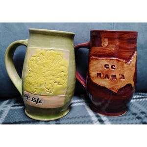 Lot of 2 Hand Thrown Mugs Angela Graham Studio Pueblo Pottery Colorado CC Mama CC Life