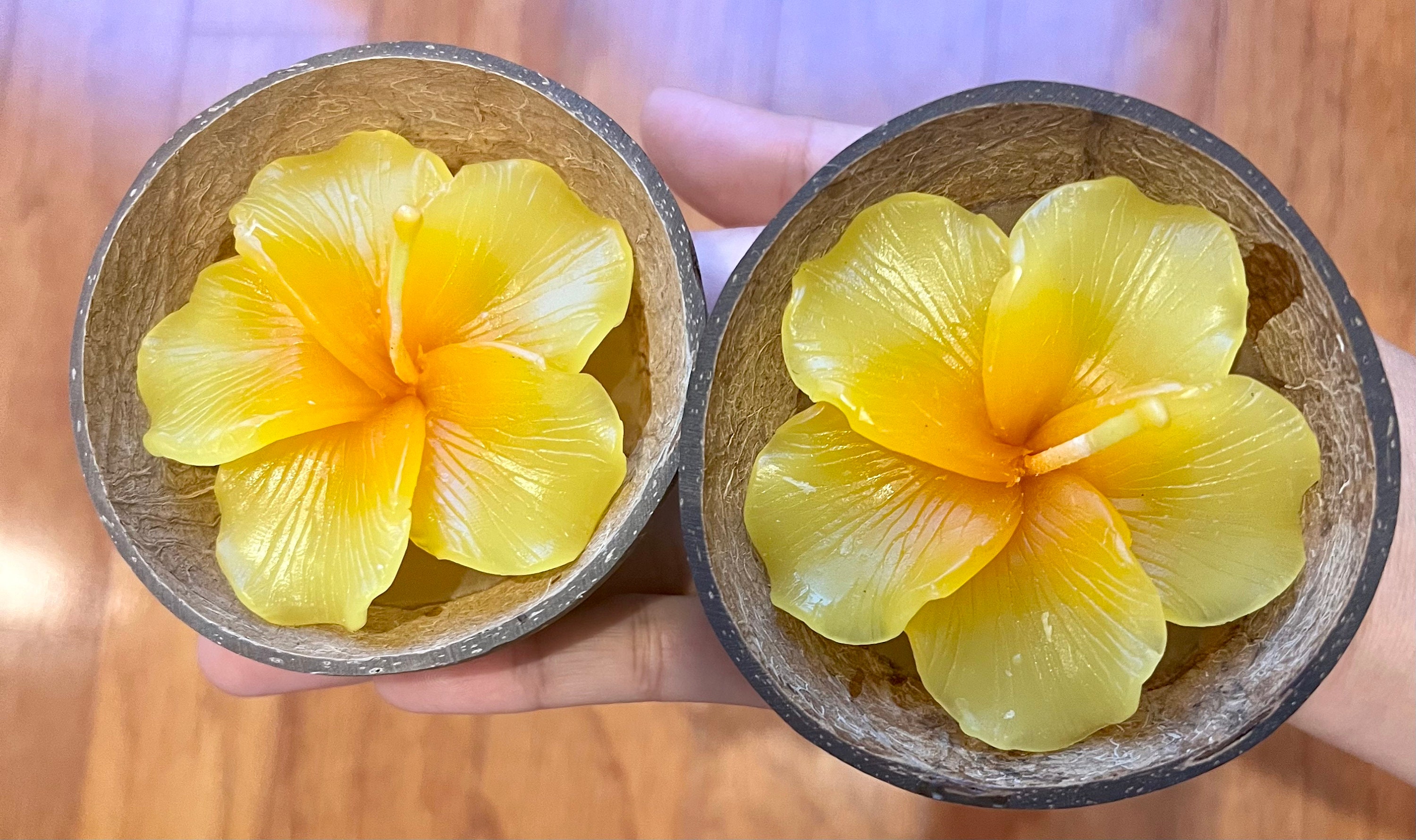 Multi Color Flower Candles With Coconut Shell Handmade Wedding Spa