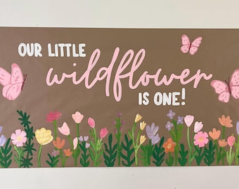 Hand Painted Wildflower Banner | Little Wildflower Birthday | Wildflower On The Way