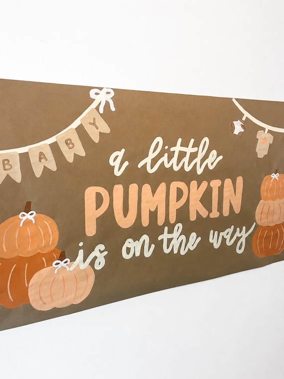 Little Pumpkin On the Way Paper Banner | Pumpkin Baby Shower Sign