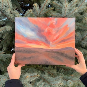 Original Sunset Landscape Oil Painting, “Sunset in Sedona” Hand Painted on Canvas, Sedona Oil Painting, Sunset Wall Art