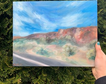 Original Impressionist Landscape Oil Painting, Albuquerque New Mexico Painting, “Return Journey” Hand Painted Wall Art, Fine Art