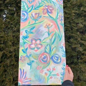 Floral Abstract Original Acrylic Painting, Spring Floral Wall Art, Modern Art, Hand Painted on Canvas, “Pale Flora” Original Art
