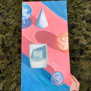 Large Abstract Geometric Original Oil Painting, Hand Painted Modern Art, Abstract Wall Art,  “Geometry in Color” Original Painting