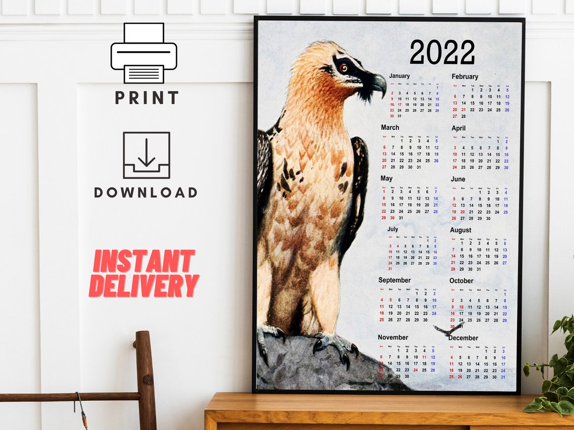 Eagle Calendar 2022 guila Imprimible Para Calendario De Etsy Espa a